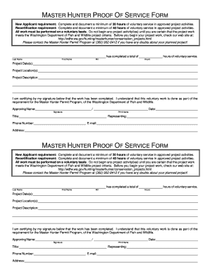 Master hunter proof of service form master hunter proof of service form - wdfw wa