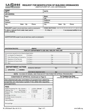 Request for Modification of Building Ordinances