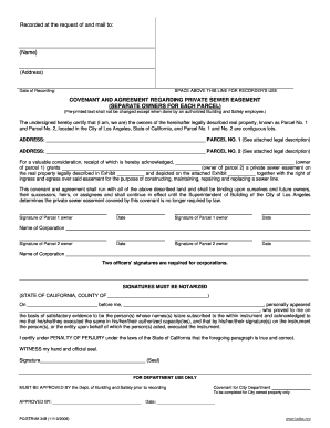 Private Sewer Easement Covenant and Agreement