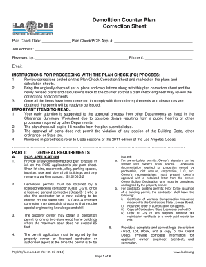 Demolition Plan Check Correction Sheet