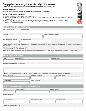 Supplementary Fire Safety Statement