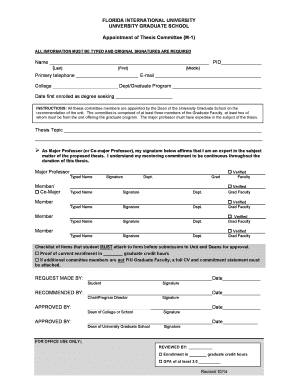 Appointment of Thesis Committee (M-1) Form