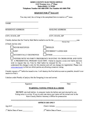California Vote by Mail Ballot Request Form