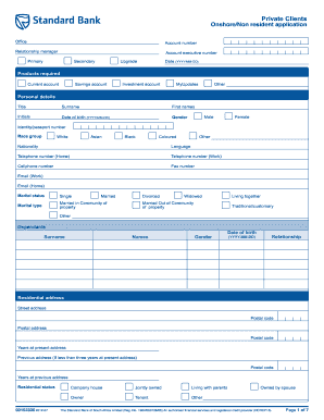 Standard Bank Onshore Non-Resident Application