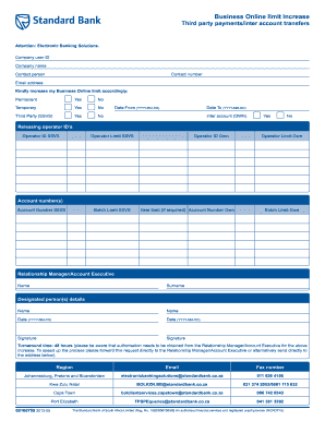 Business Online Limit Increase Request