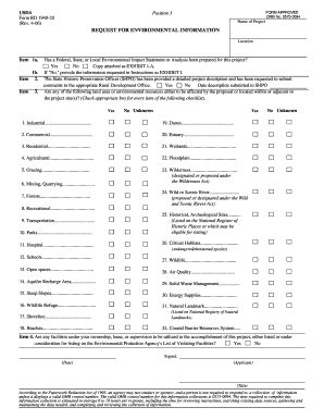 USDA Request for Environmental Information Form