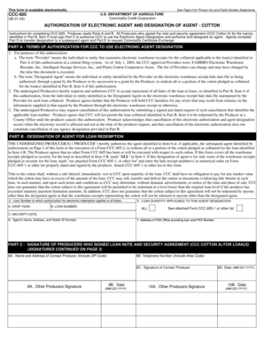 CCC-605 Cotton Loan Authorization Form