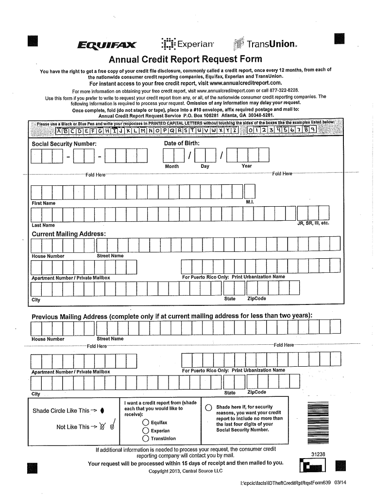 Annual Credit Report Request Form Fillable 20202021