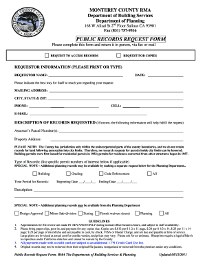 Monterey County Public Records Request Form