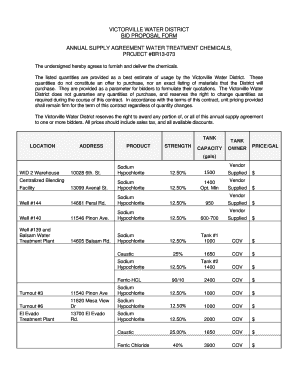 Victorville water district bid proposal form annual supply agreement ...