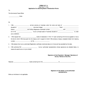 CST 9 Application for Declaration Forms