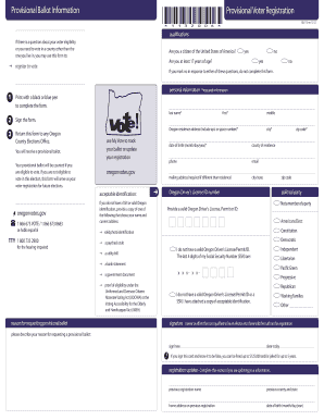Oregon Provisional Voter Registration Form