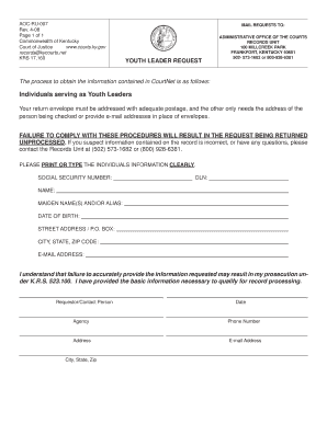 Kentucky Youth Leader Request Form
