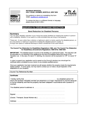 UK Disabled Band Reduction Application