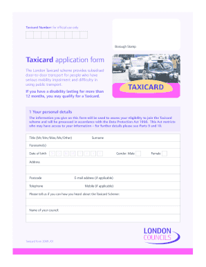 Taxicard Application Form