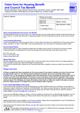 Housing Benefit and Council Tax Benefit Claim Form