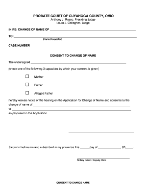 Ohio Name Change Consent Form