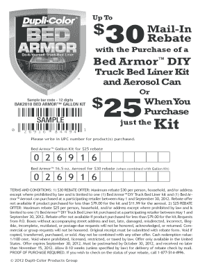 Bed Armor DIY Truck Bed Liner Kit Rebate Form