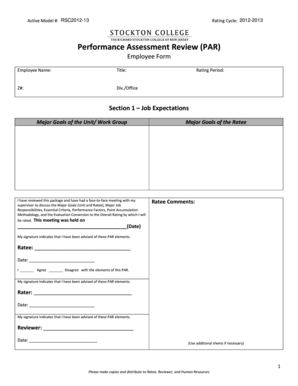 Performance Assessment Review Employee Form