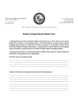 Student Conduct Record Waiver Form