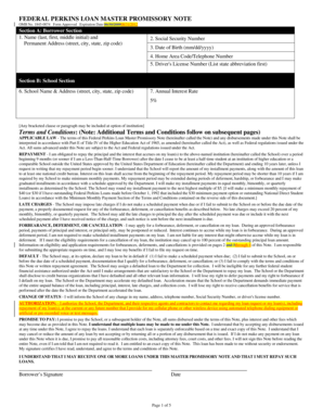 Federal Perkins Loan Master Promissory Note