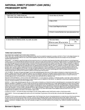 National Direct Student Loan Promissory Note