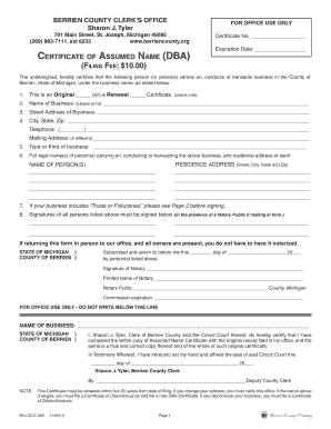 Michigan Certificate of Assumed Name (DBA)