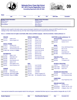 Bethesda-Chevy Chase High School Course Registration Form