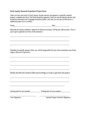 Research plan template pdf - Inquiry model research fillable template form