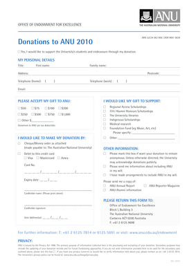 ANU Donation Form