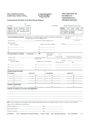 Undergraduate Schedule of Studies Change Request