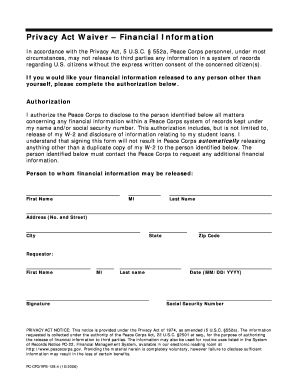 Privacy Act Waiver – Financial Information