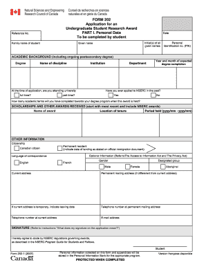Fillable Online umanitoba NSERC Form 202 - University of Manitoba - umanitoba Fax Email Print 