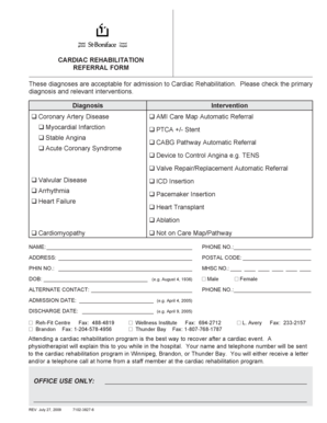 Cardiac Rehabilitation Referral Form