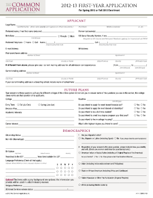 2012-13 First-year Application Form
