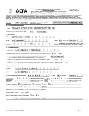 Notice of Intent for Stormwater Discharges