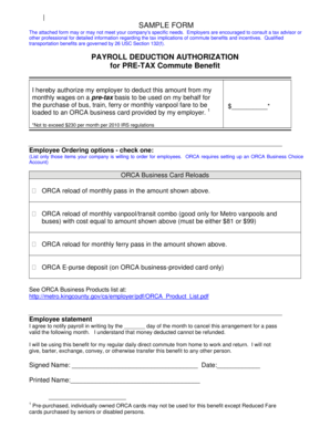Payroll Deduction Authorization for Pre-Tax Commute Benefit