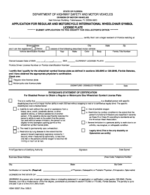 Florida Wheelchair Symbol License Plate Application
