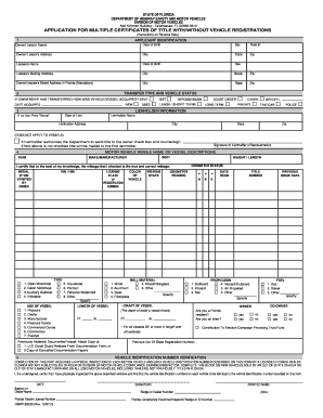 Florida Multiple Certificates of Title Application