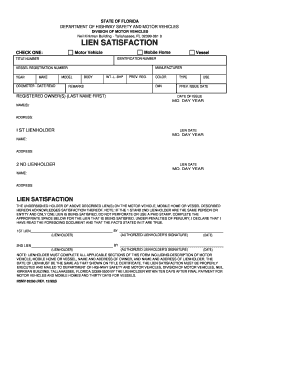 Florida Lien Satisfaction Form