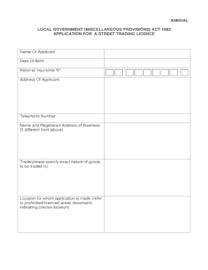 UK Street Trading Licence Application