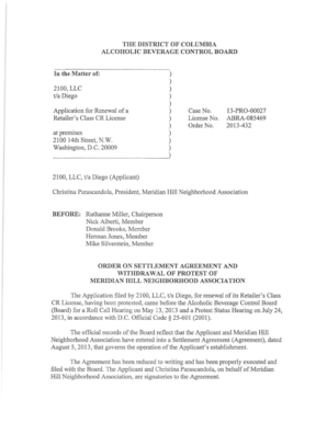 THE DISTRICT OF COLUMBIA ALCOHOLIC BEVERAGE CONTROL BOARD In the Matter of: 2100, LLC t/a Diego Application for Renewal of a Retailer's Class CR License at premises 2100 14th Street, N - abra dc