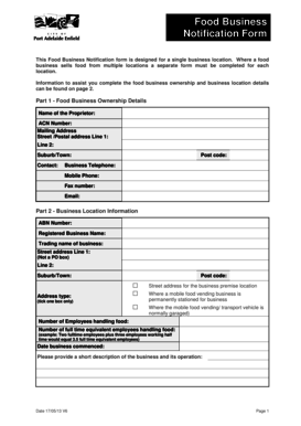 Food Business Notification Form
