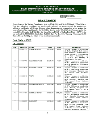 Result of Fire Operator - delhi gov