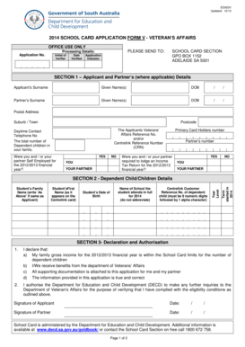 2014 School Card Application Form