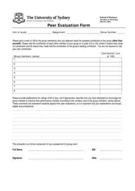 Peer Evaluation Form