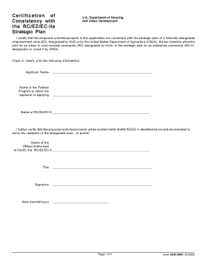HUD-2990 Certification Form