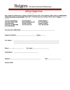 Rutgers Address Update Form