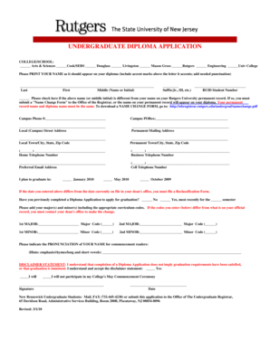 Undergraduate Diploma Application