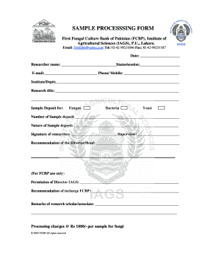 Fillable Online pu edu SAMPLE PROCESSSING FORM - pu edu Fax Email Print ...